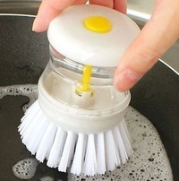 Dish/Washbasin Plastic Cleaning Brush with Liquid Soap Dispenser, Multicolour (pack of 3) - 10L x 10W x 10H Centimeters