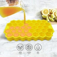 Flexible Silicone Honeycomb 37 Cavity Ice Cube Tray for Freezer Moulds Small Cubes Whiskey Fridge Bar Soft Ice Cube Tray -Pack of 1