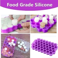 Flexible Silicone Honeycomb 37 Cavity Ice Cube Tray for Freezer Moulds Small Cubes Whiskey Fridge Bar Soft Ice Cube Tray -Pack of 1