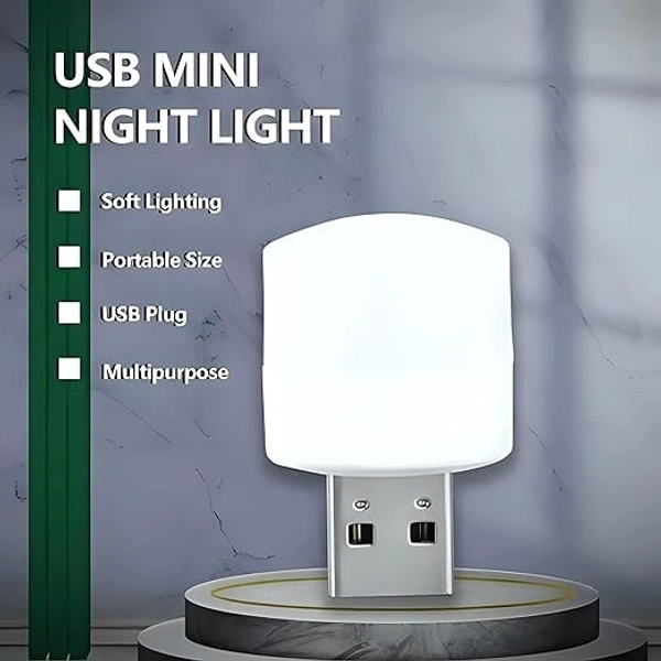 Mini USB LED Light | Plug in Night Light Bulb | USB Light for Laptop | Portable USB LED lamp | Portable Car Bulb for Bedroom Bathroom & Kitchen Use (10 pcs) | - 40D x 30W x 30H, White