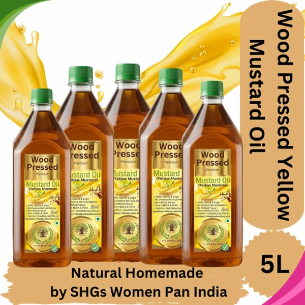 Wood Pressed Yellow Mustard Oil- Simply Homemade - 1LX5