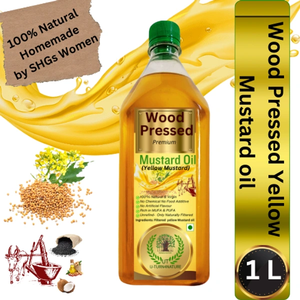 Wood-Cold Pressed Yellow Mustard Oil, 100% Natural - 1L