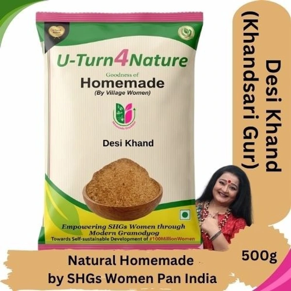 Desi Khand (Khandsari Gur) Natural, No Sugar Mixed- Simply Homemade - 500g