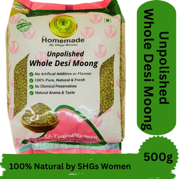 Unpolished Moong (Green Gram) Whole-Desi - 500g