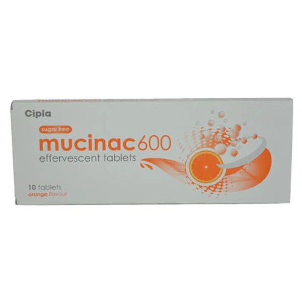 Mucinac 600 Effervescent Tablet Orange Sugar Free