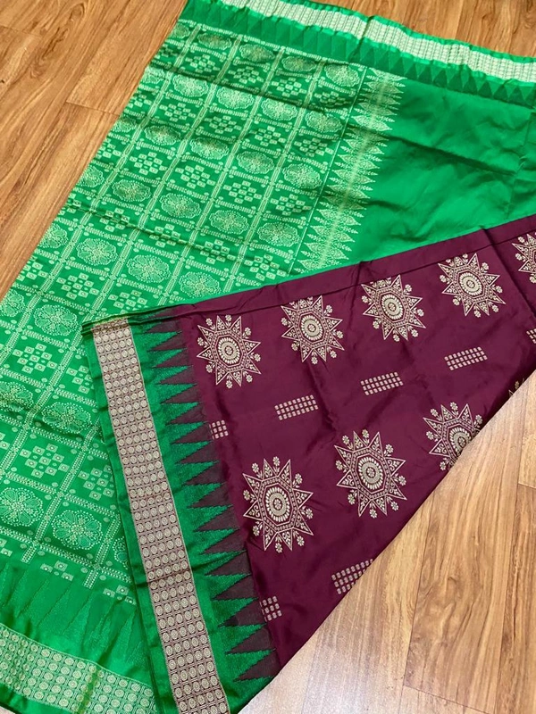 100511 Papa Silk Pata Saree - Merun