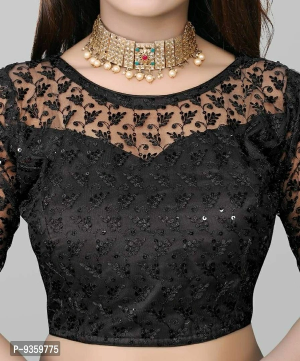 100618 Net Blause With Design Stiching - M