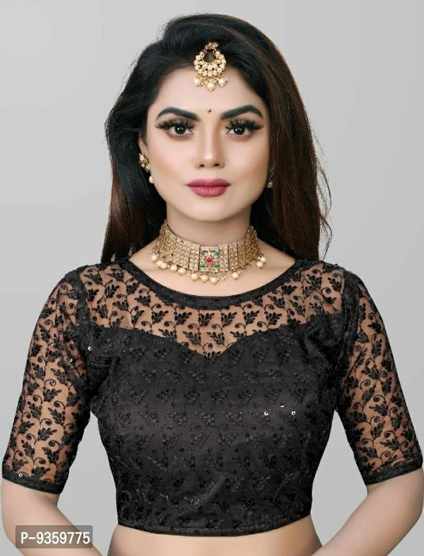 100618 Net Blause With Design Stiching - L