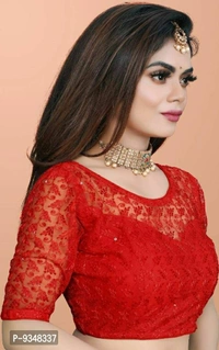 100619 Net Blause With Design Stiching - L