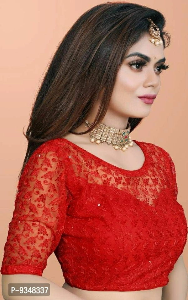 100619 Net Blause With Design Stiching - L