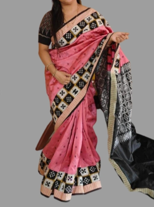 1008874 Silk Pata With Sambalpuri Patchwork Saree