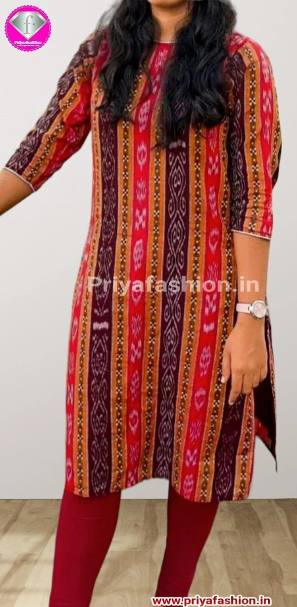 101042 Sambalpuri Handloom Cotton Stiching Kurti - 36 Chest