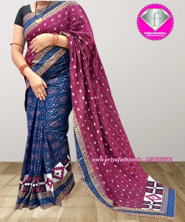 101446 Sambalpuri Handloom Patchwork Saree With Blause