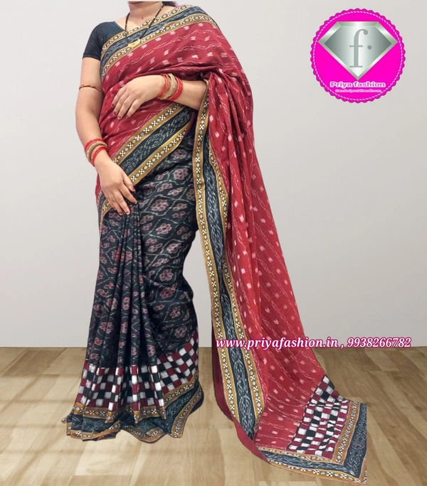 101447 Sambalpuri Handloom Patchwork Saree With Blause