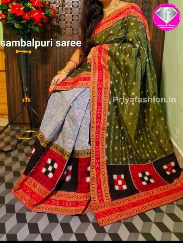 101480 Sambalpuri Handloom Patchwork Saree With Blause