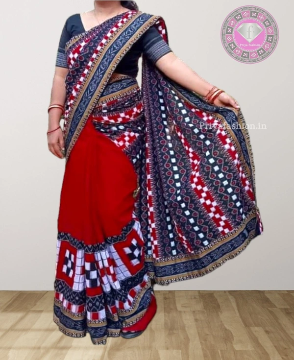 101556 Sambalpuri Handloom Patchwork Saree With Blause