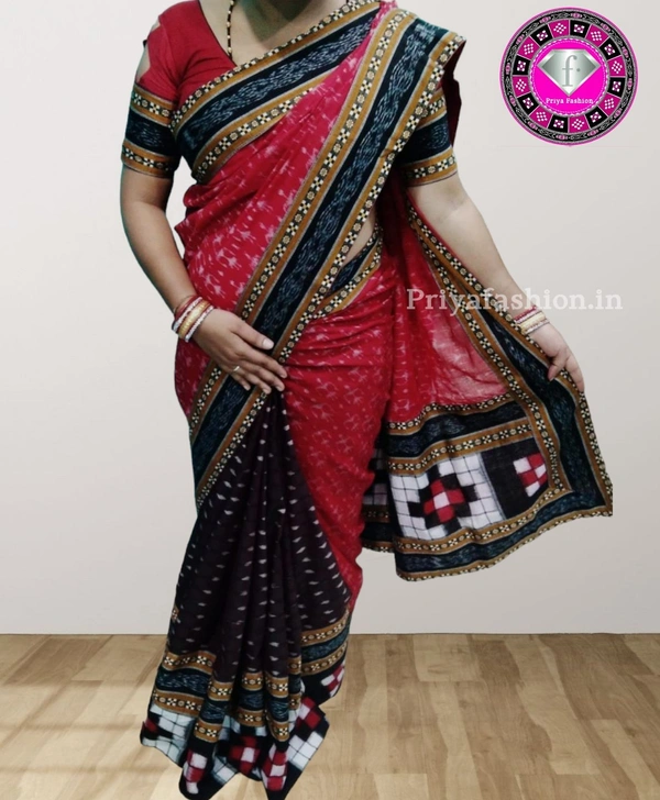 101557 Sambalpuri Handloom Patchwork Saree With Blause