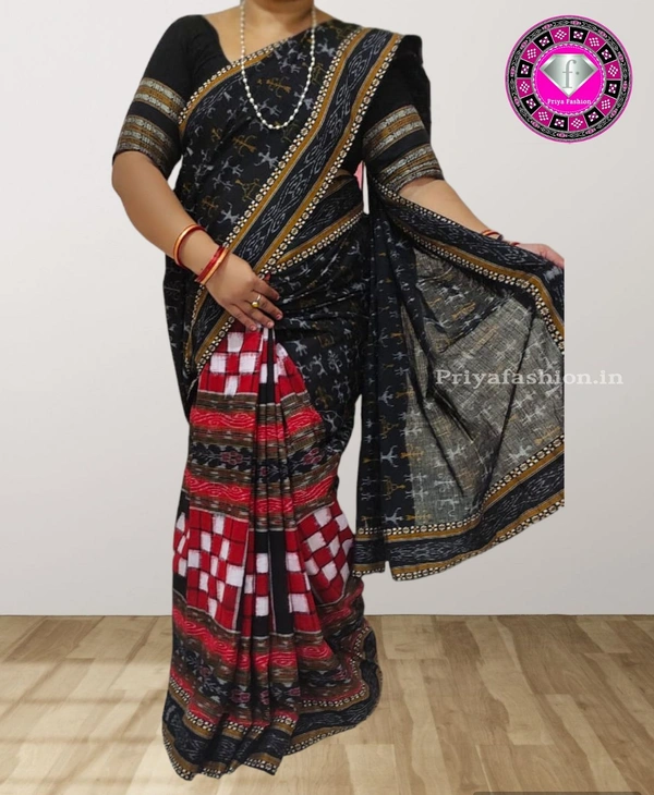 101558 Sambalpuri Handloom Patchwork Saree With Blause
