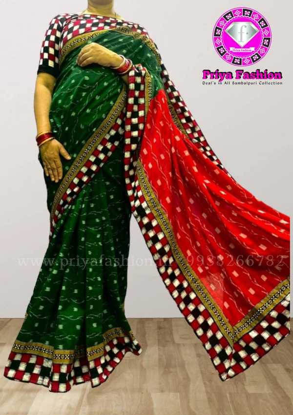 101691 Sambalpuri Handloom Patchwork Saree With Blause
