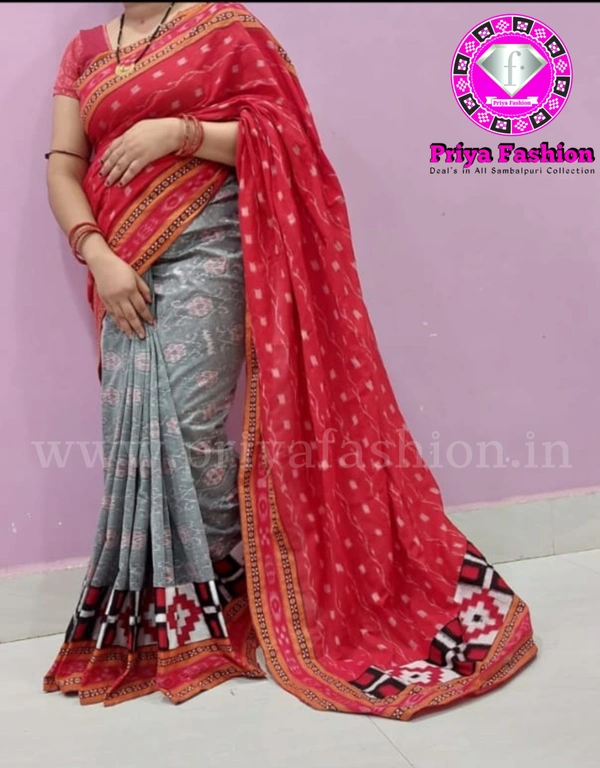 101697 Sambalpuri Handloom Patchwork Saree With Blause