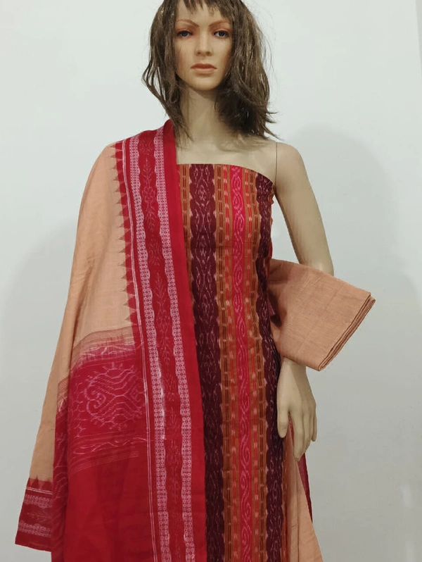 101726 Sambalpuri Handloom Cotton Dress Material With Dupatta