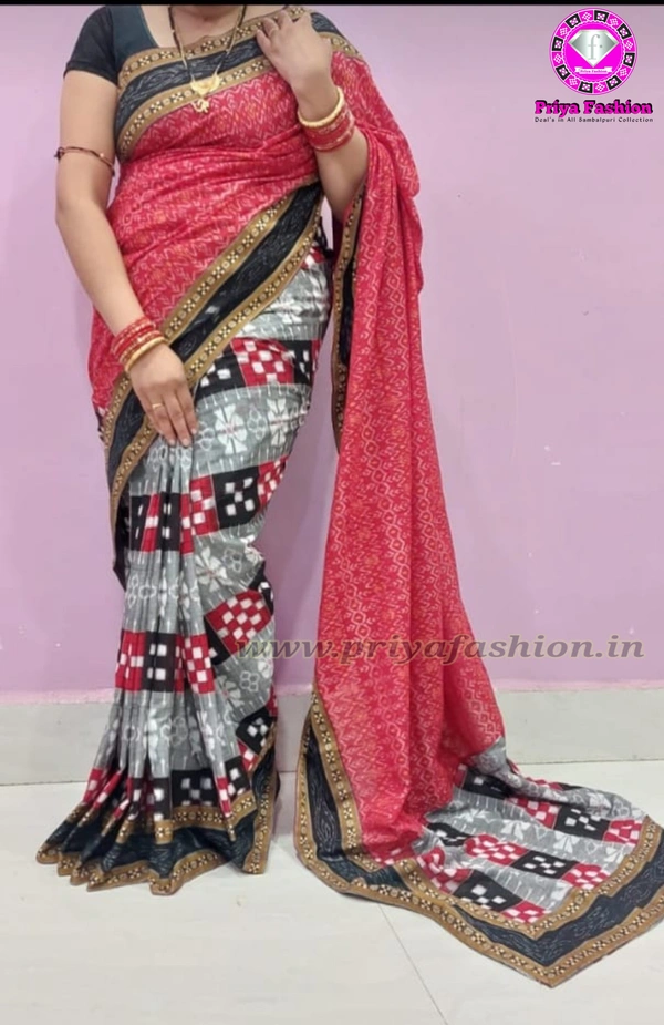 102035 Sambalpuri Handloom Patchwork Saree With Blause