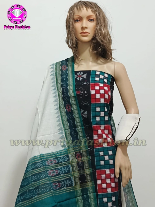 102074 Sambalpuri Handloom Dress Material With Dupatta Set