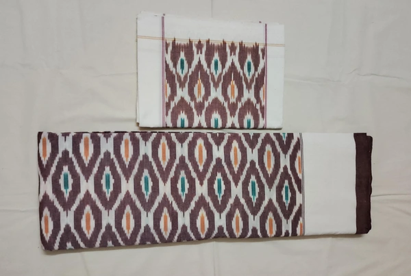 102120 Sambalpuri Ikkat Handloom Cotton Double Bedsheet with pillow Cover - 90/108