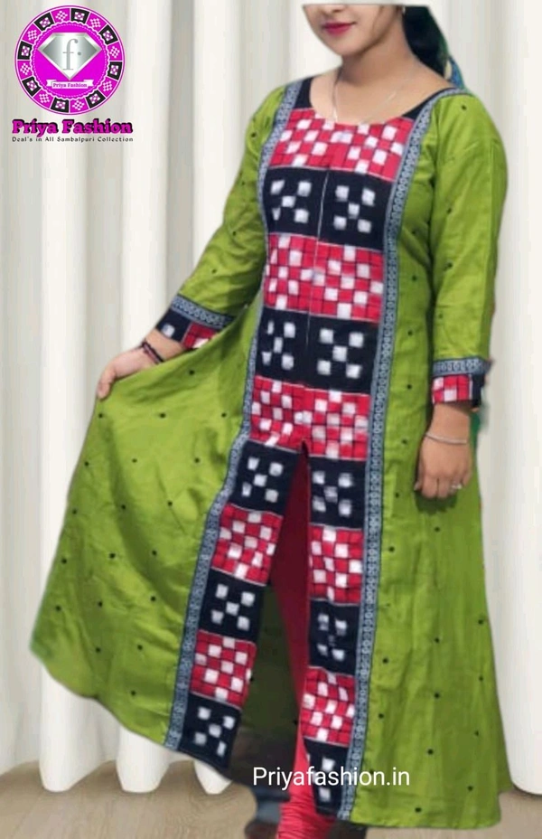 102245 Sambalpuri Round Kurti Top - Apple, L-38