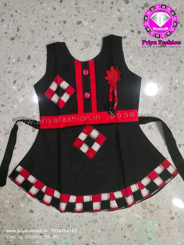 102303 Sambalpuri Kids, Baby Dress - Black, 28