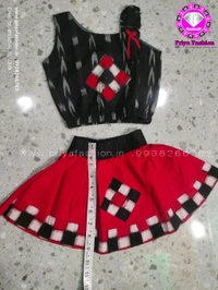 102304 Sambalpuri Kids, Baby Dress - Black, Red, 26