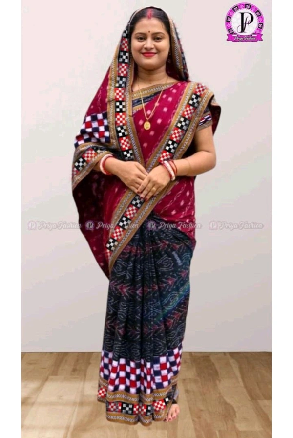 102367 Sambalpuri Handloom Cotton patchwork saree with Blause .. 