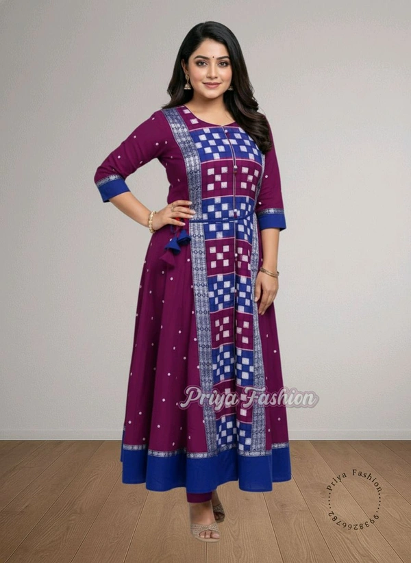 102380 Sambalpuri Round Kurti Top - 40, Web Orange