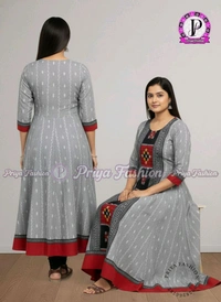 102389 Sambalpuri Round Kurti Top - Silver, M-36