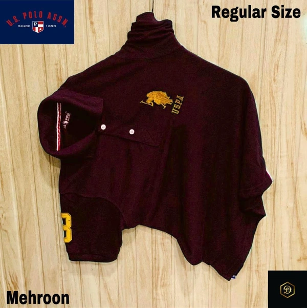Cotton Solid Half Sleeves USPA Polo T-Shirt For Men-Mehroon - XXL