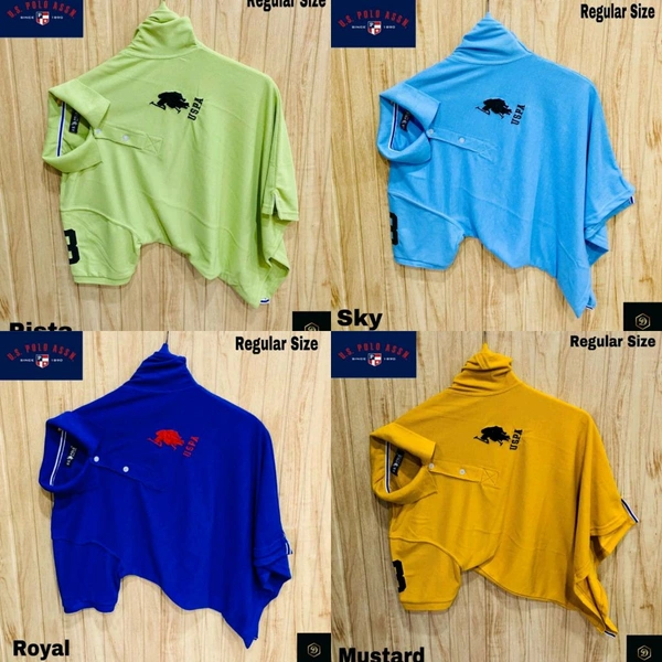 Polo USPA Solid Half Sleeves T Shirt Pista, Musturd,Blue, SKY BLUE, ( Pack Of 4) - XXL-44