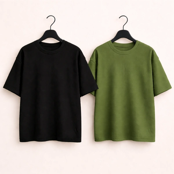 Oversized Plain T-Shirt (Pack of 2) | 240 GSM | Premium Cotton - XL-44