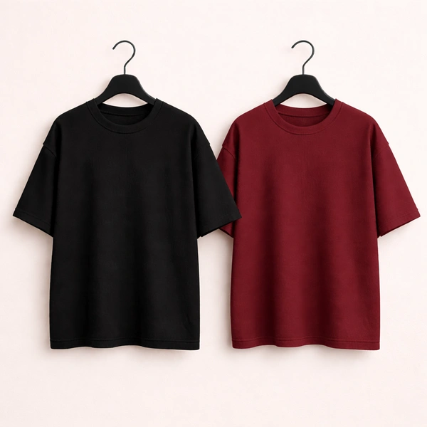 Oversized Plain T-Shirt (Pack of 2) | 240 GSM | Premium Cotton - XL-44