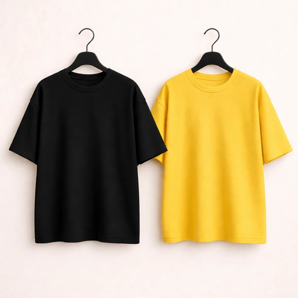 Oversized Plain T-Shirt (Pack of 2) | 240 GSM | Premium Cotton - L-42