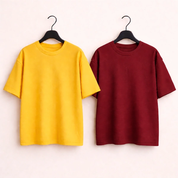 Oversized Plain T-Shirt (Pack of 2) | 240 GSM | Premium Cotton - XL-44