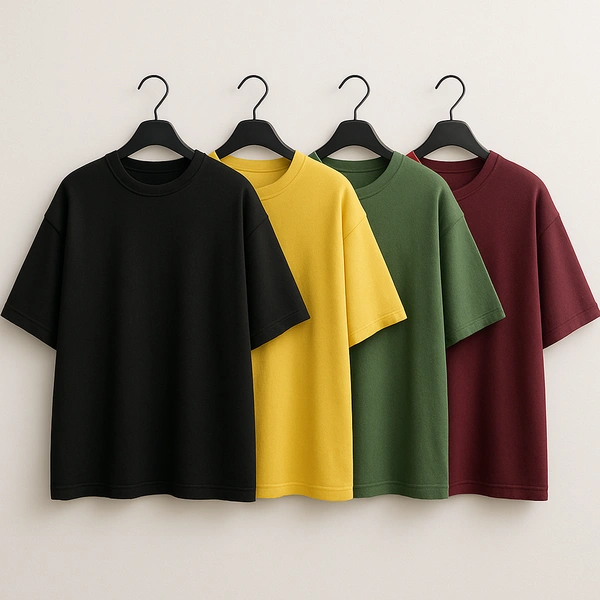 Oversized Plain T-Shirt (Pack of 3) | 240 GSM | Premium Cotton - XL-44