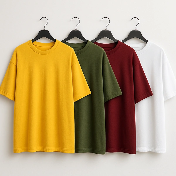 Oversized Plain T-Shirt (Pack of 3) | 240 GSM | Premium Cotton - XL-44