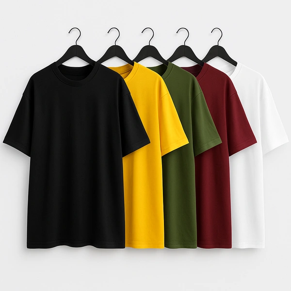 Oversized Plain T-Shirt (Pack of 3) | 240 GSM | Premium Cotton - XL-44