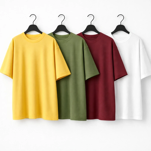 Oversized Plain T-Shirt (Pack of 4) | 240 GSM | Premium Cotton - XL-44