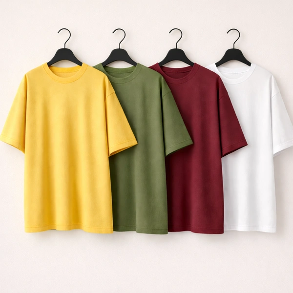Oversized Plain T-Shirt (Pack of 4) | 240 GSM | Premium Cotton - XL-44