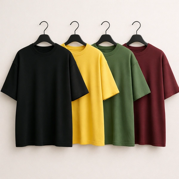 Oversized Plain T-Shirt (Pack of 4) | 240 GSM | Premium Cotton - XL-44