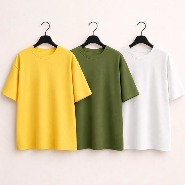 Oversized Plain T-Shirt (Pack of 4) | 240 GSM | Premium Cotton - XL-44