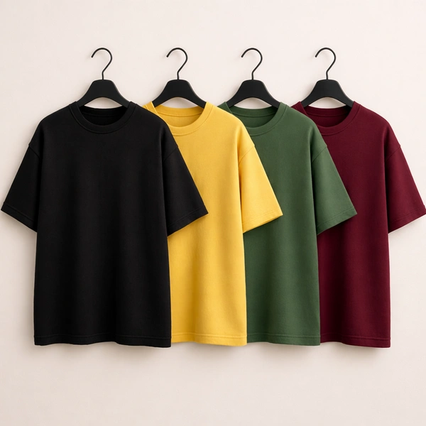 Oversized Plain T-Shirt (Pack of 4) | 240 GSM | Premium Cotton - XL-44