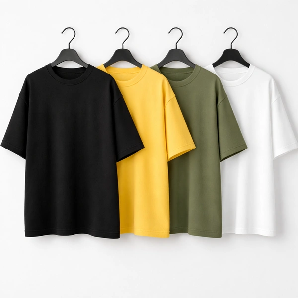 Oversized Plain T-Shirt (Pack of 4) | 240 GSM | Premium Cotton - XL-44