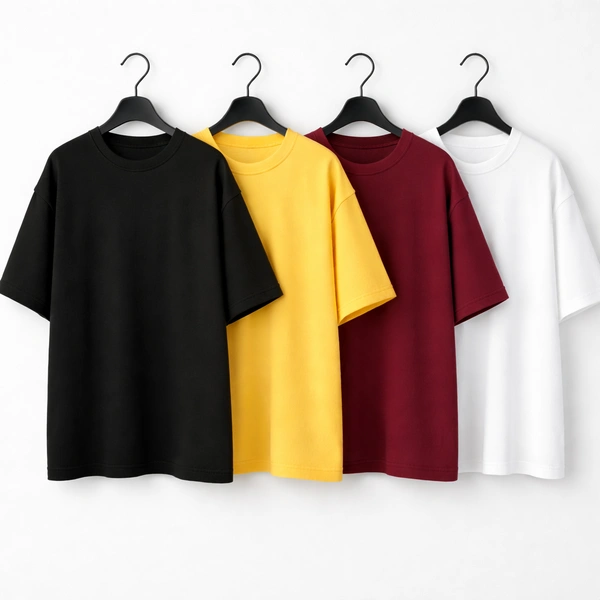 Oversized Plain T-Shirt (Pack of 4) | 240 GSM | Premium Cotton - XL-44